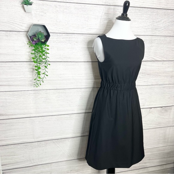 Theory Solid Black Sleeveless Cinched Waist Fit & Flare Dress Size 2 XS - Picture 2 of 11